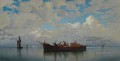 barche da pesca su una laguna di venezia Hermann David Salomon Corrodi paisaje orientalista